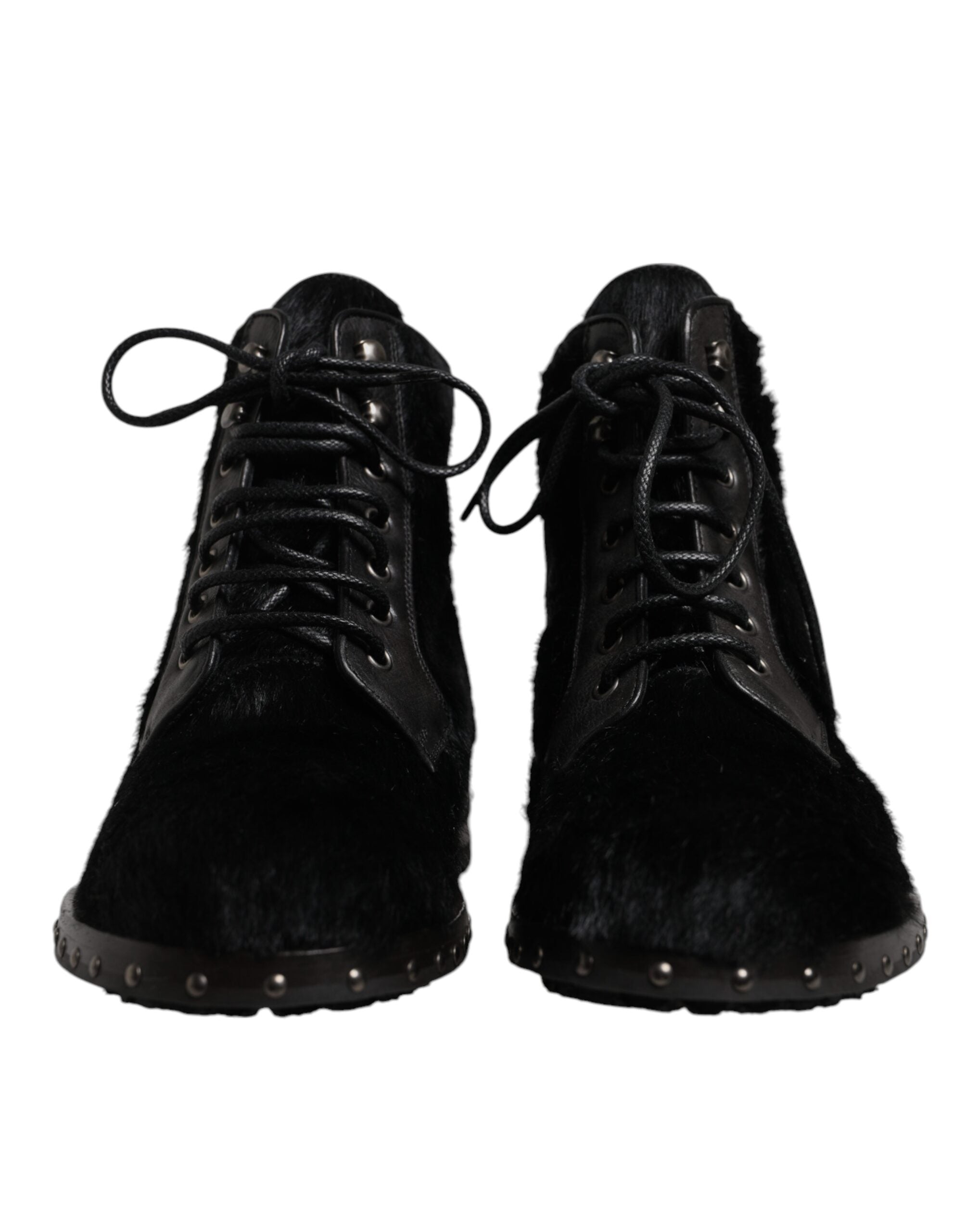 Dolce & Gabbana Black Pony Style Leather Mid Calf Boots Shoes -   -  Dolce & Gabbana.