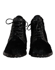 Dolce & Gabbana Black Pony Style Leather Mid Calf Boots Shoes -   -  Dolce & Gabbana.