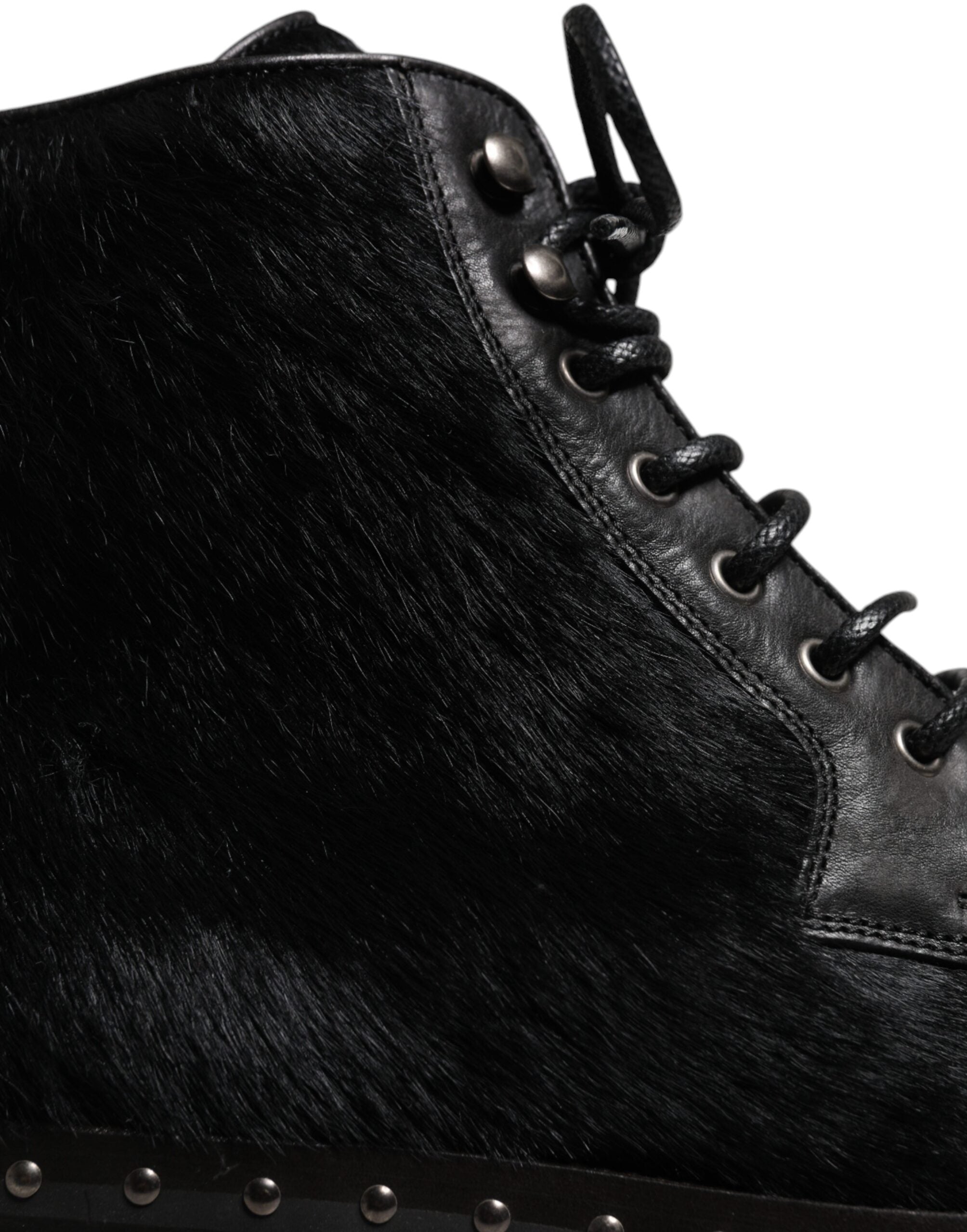 Dolce & Gabbana Black Pony Style Leather Mid Calf Boots Shoes -   -  Dolce & Gabbana.