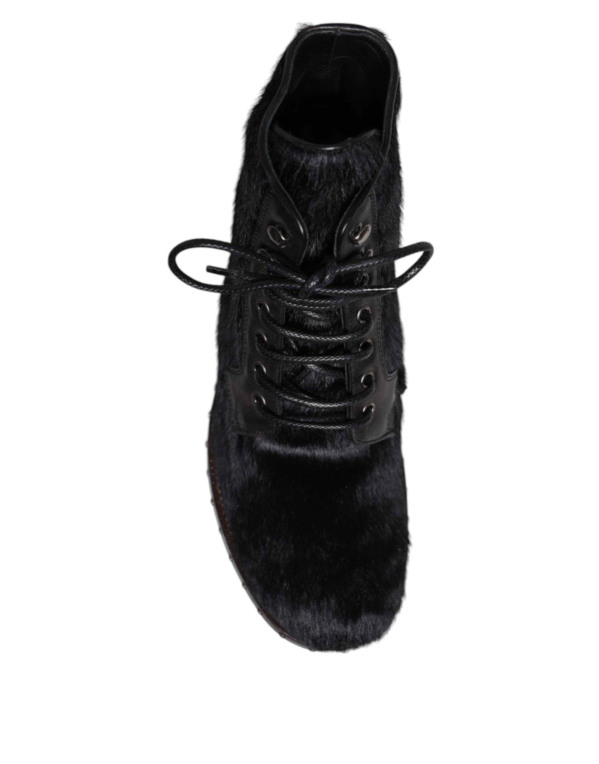 Dolce & Gabbana Black Pony Style Leather Mid Calf Boots Shoes -   -  Dolce & Gabbana.