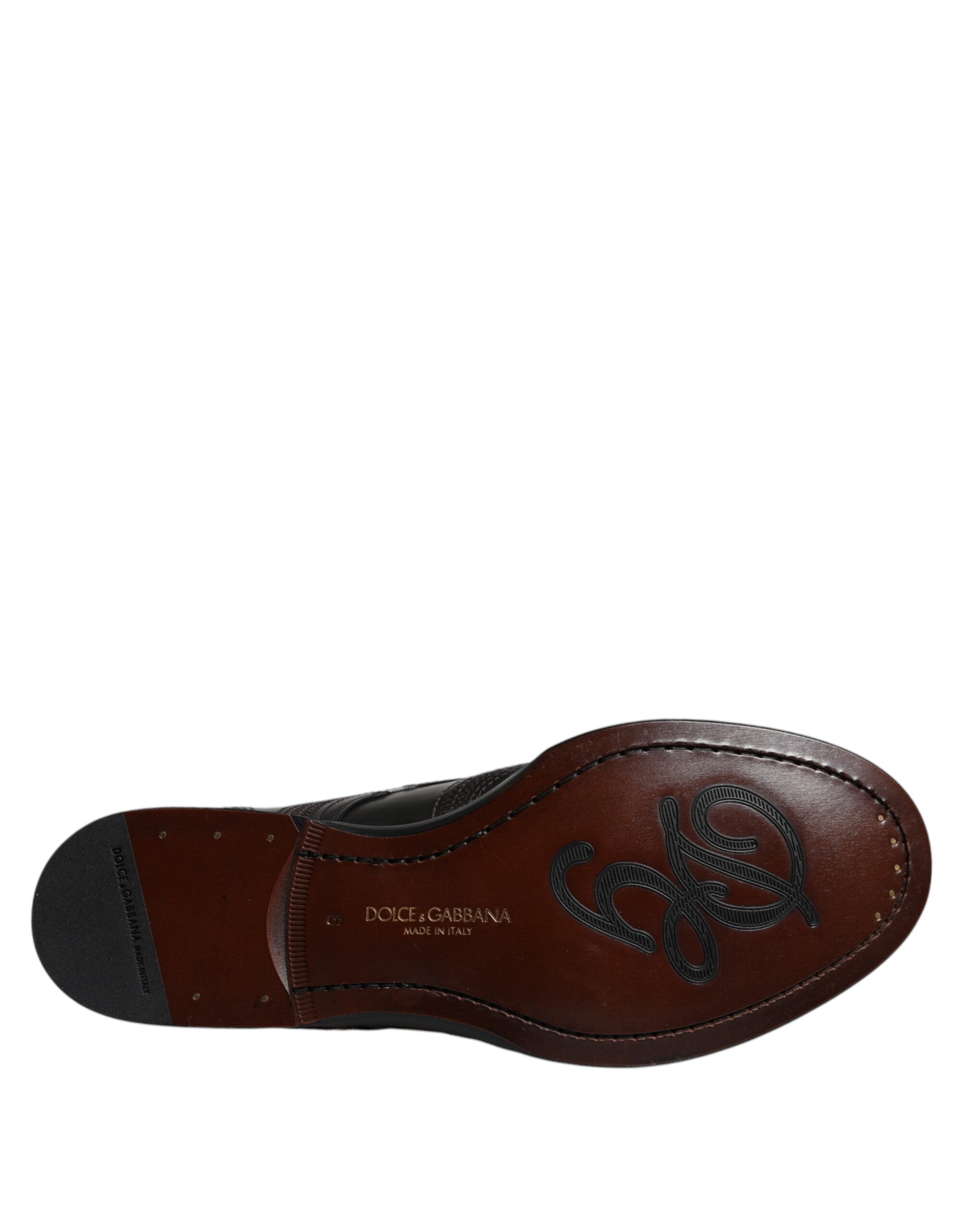 Dolce & Gabbana Black Embroidered Classic Leather Derby Dress Shoes -   -  Dolce & Gabbana.