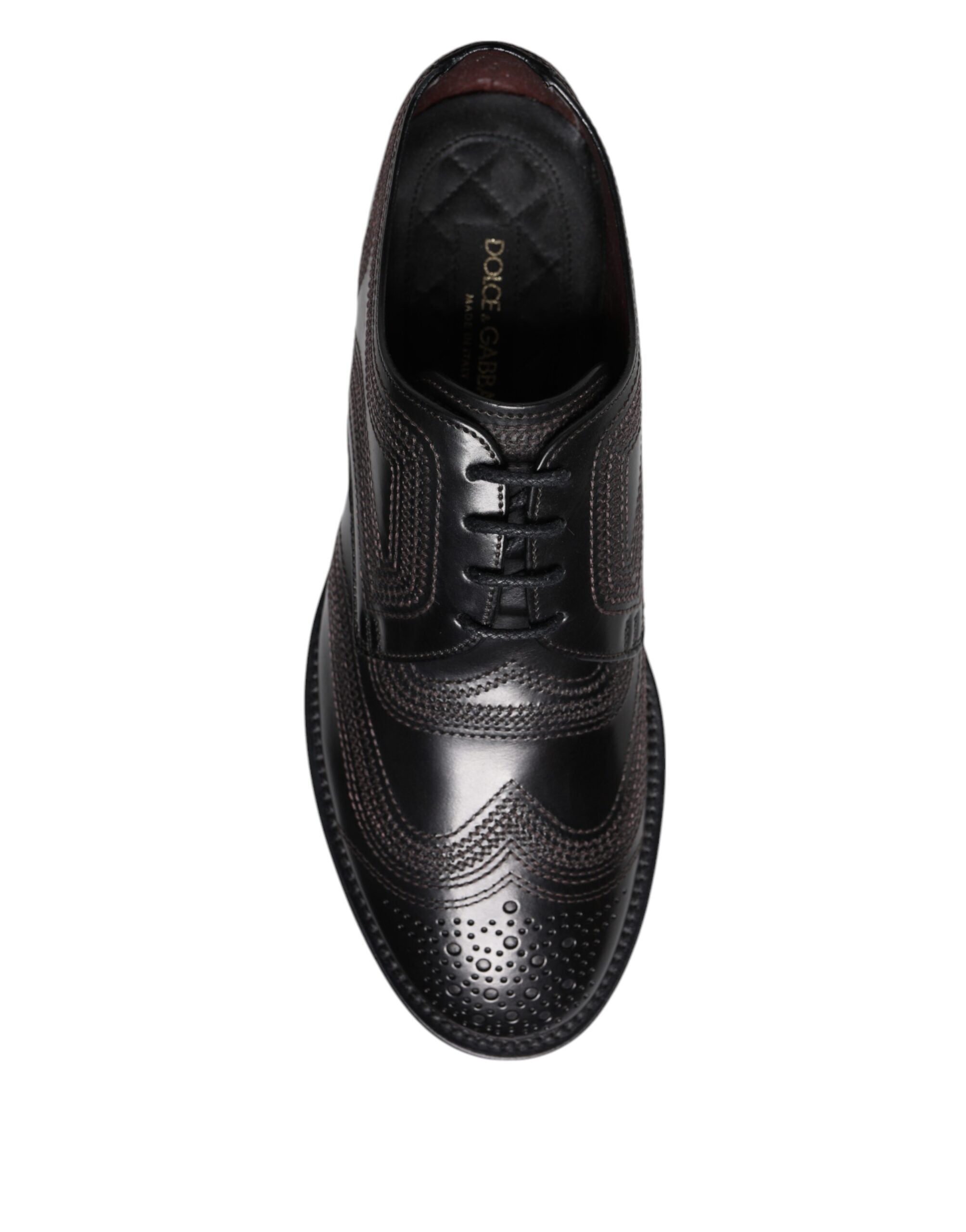Dolce & Gabbana Black Embroidered Classic Leather Derby Dress Shoes -   -  Dolce & Gabbana.