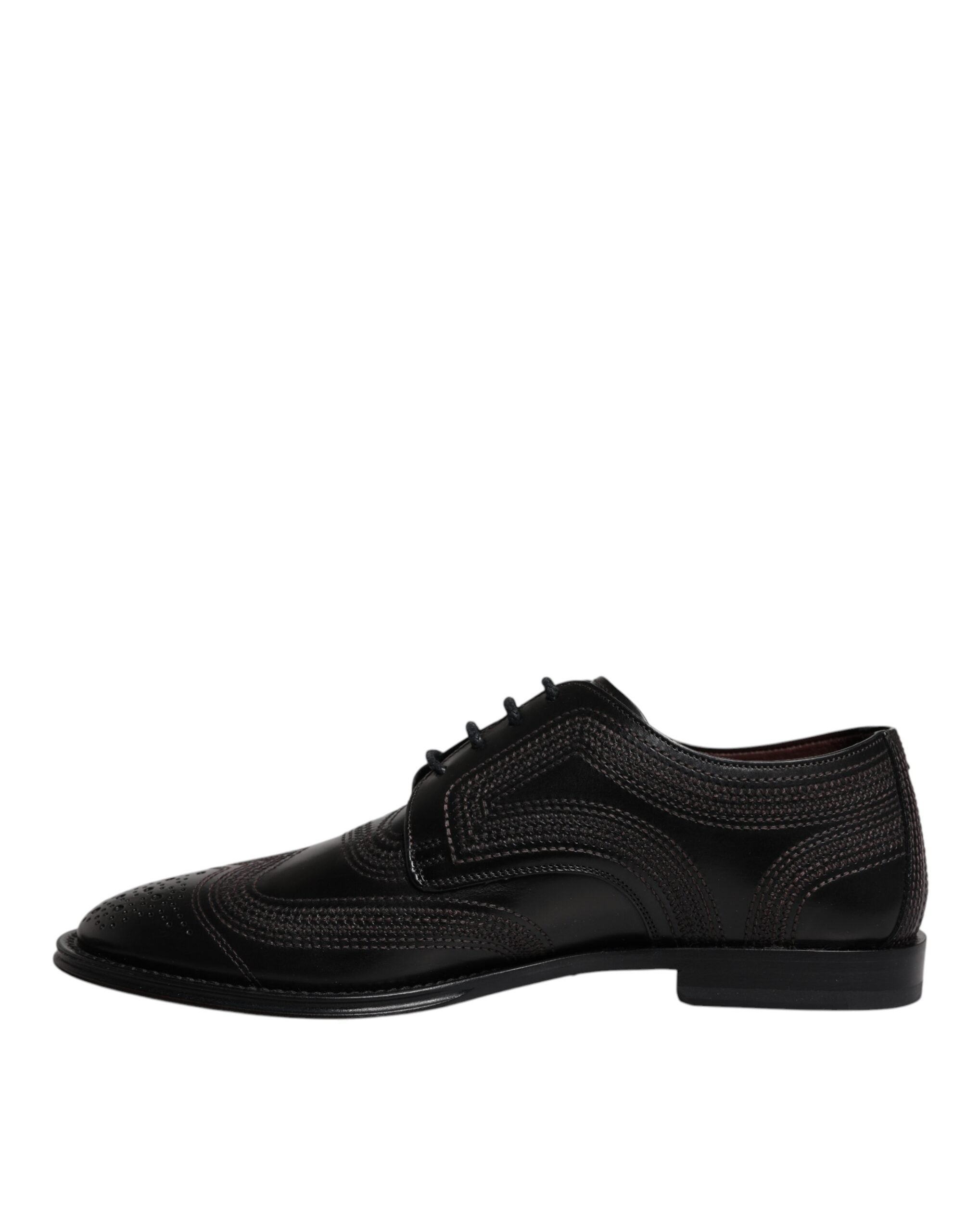 Dolce & Gabbana Black Embroidered Classic Leather Derby Dress Shoes -   -  Dolce & Gabbana.