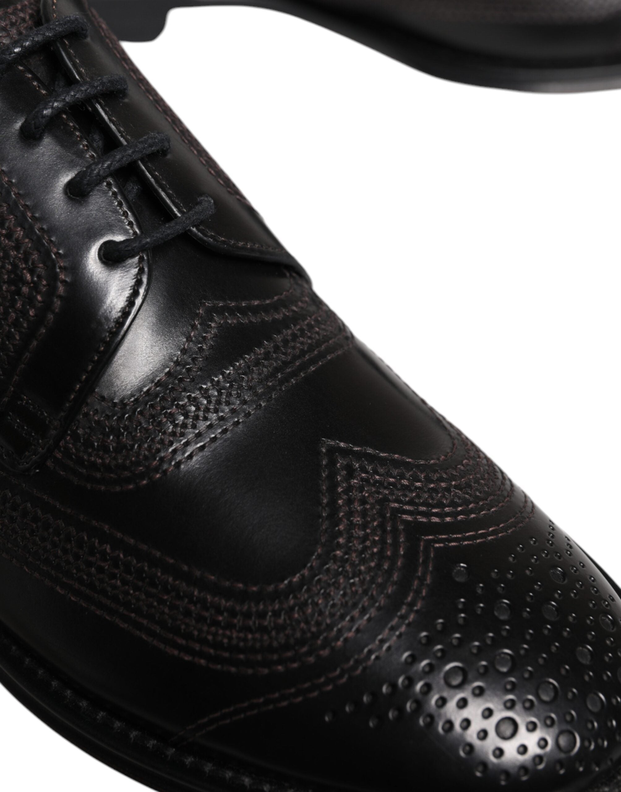 Dolce & Gabbana Black Embroidered Classic Leather Derby Dress Shoes -   -  Dolce & Gabbana.