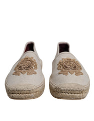 Dolce & Gabbana Beige Canvas Embroidered Slip On Espadrilles Shoes -   -  Dolce & Gabbana.