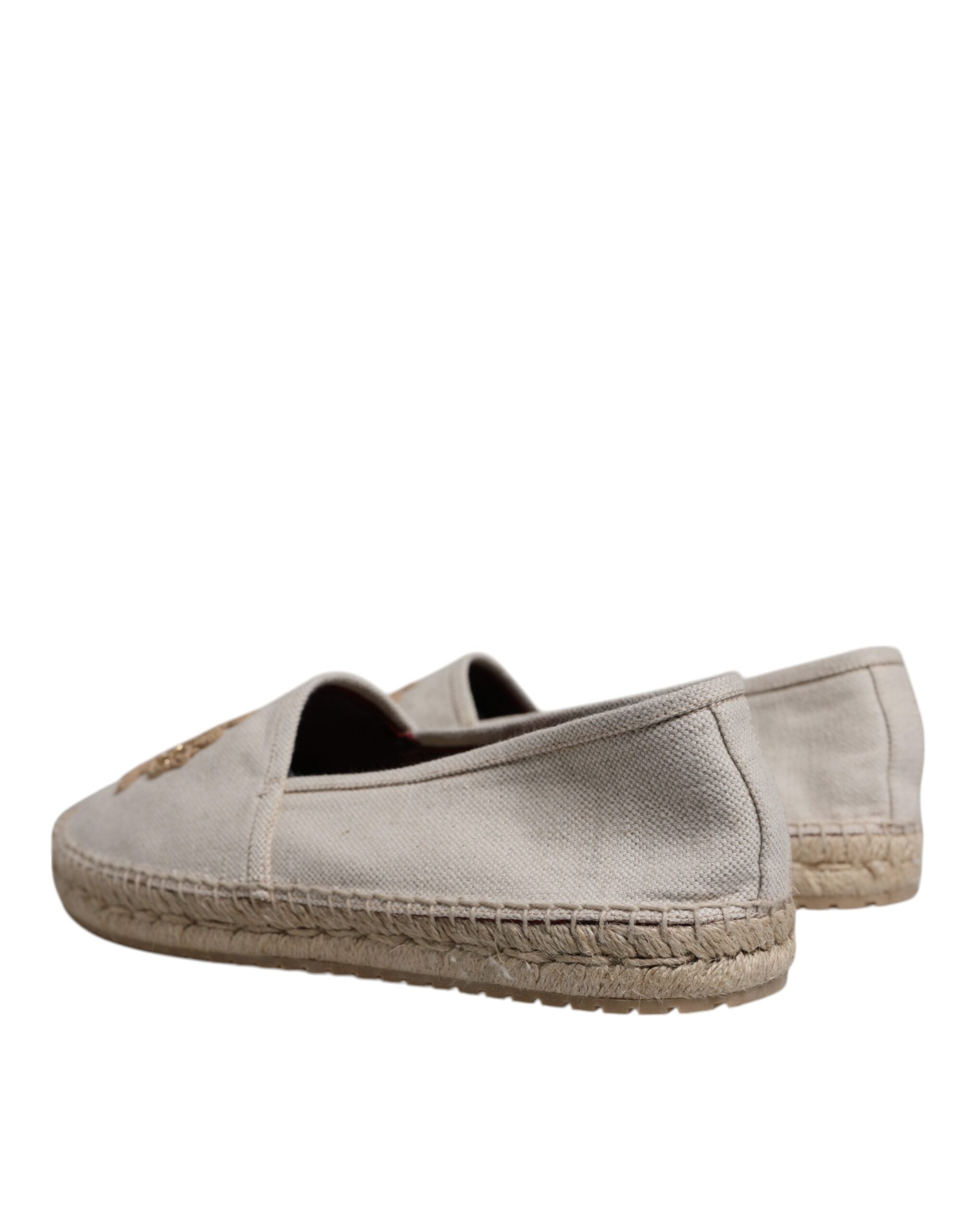 Dolce & Gabbana Beige Canvas Embroidered Slip On Espadrilles Shoes -   -  Dolce & Gabbana.