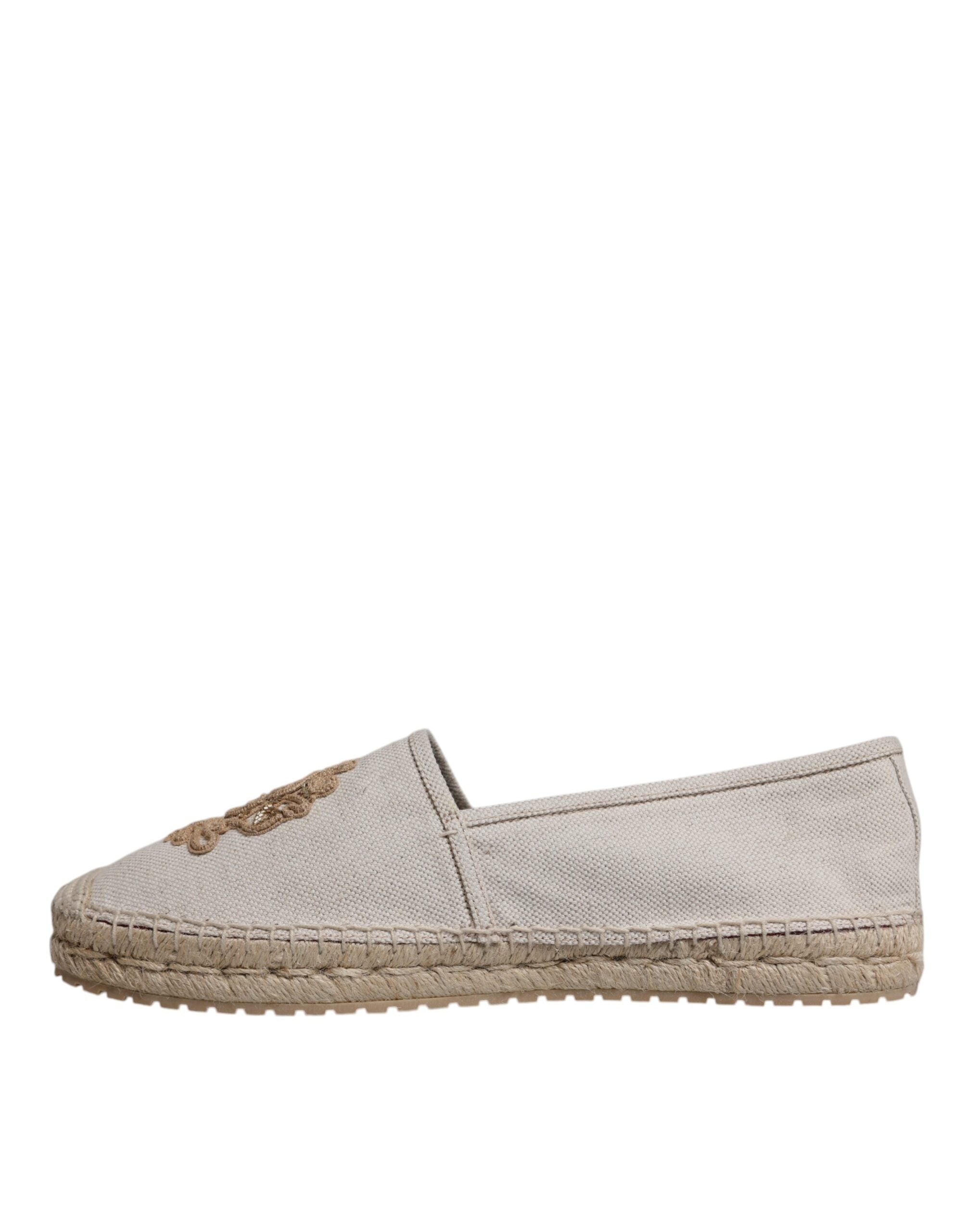 Dolce & Gabbana Beige Canvas Embroidered Slip On Espadrilles Shoes -   -  Dolce & Gabbana.