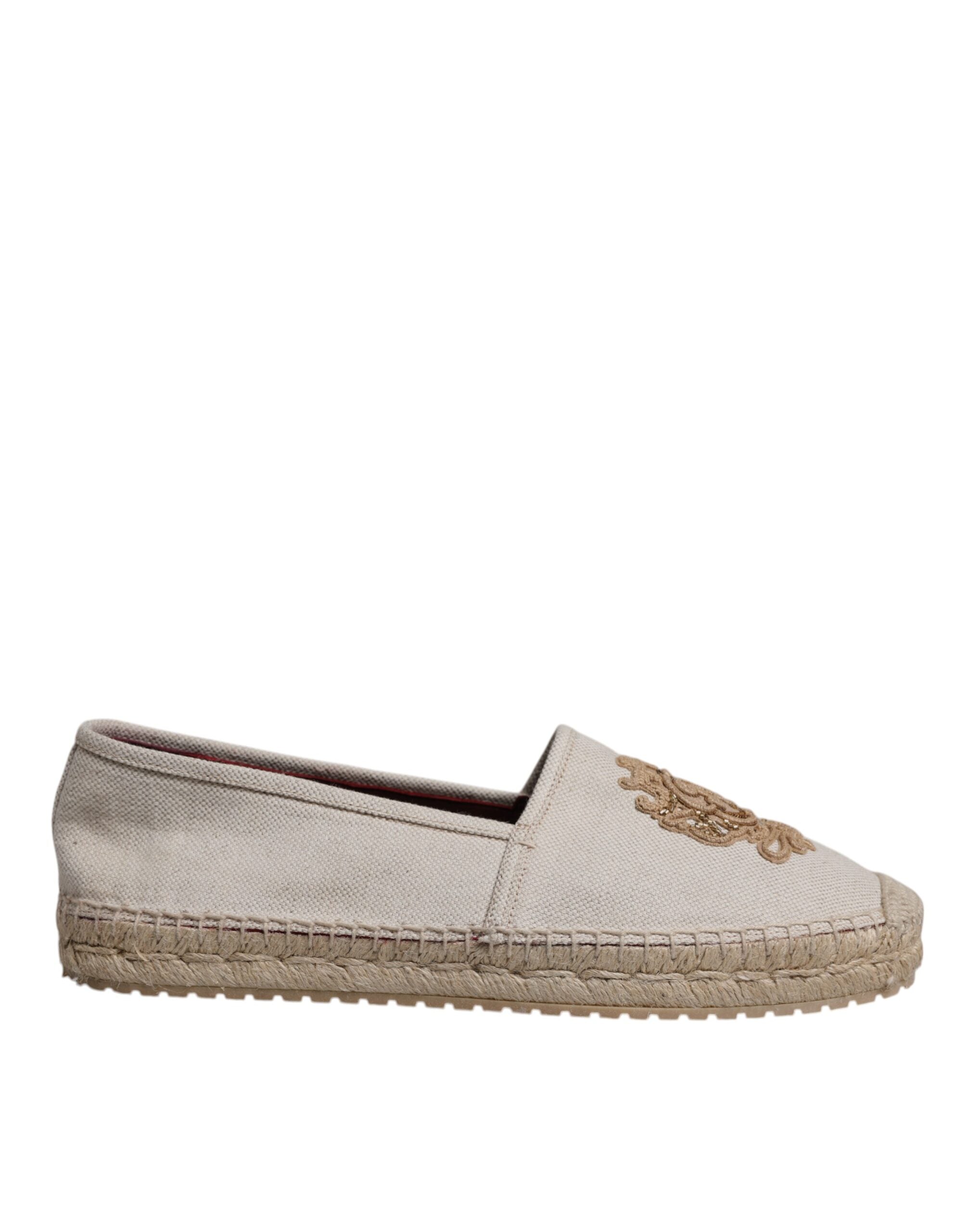 Dolce & Gabbana Beige Canvas Embroidered Slip On Espadrilles Shoes -   -  Dolce & Gabbana.