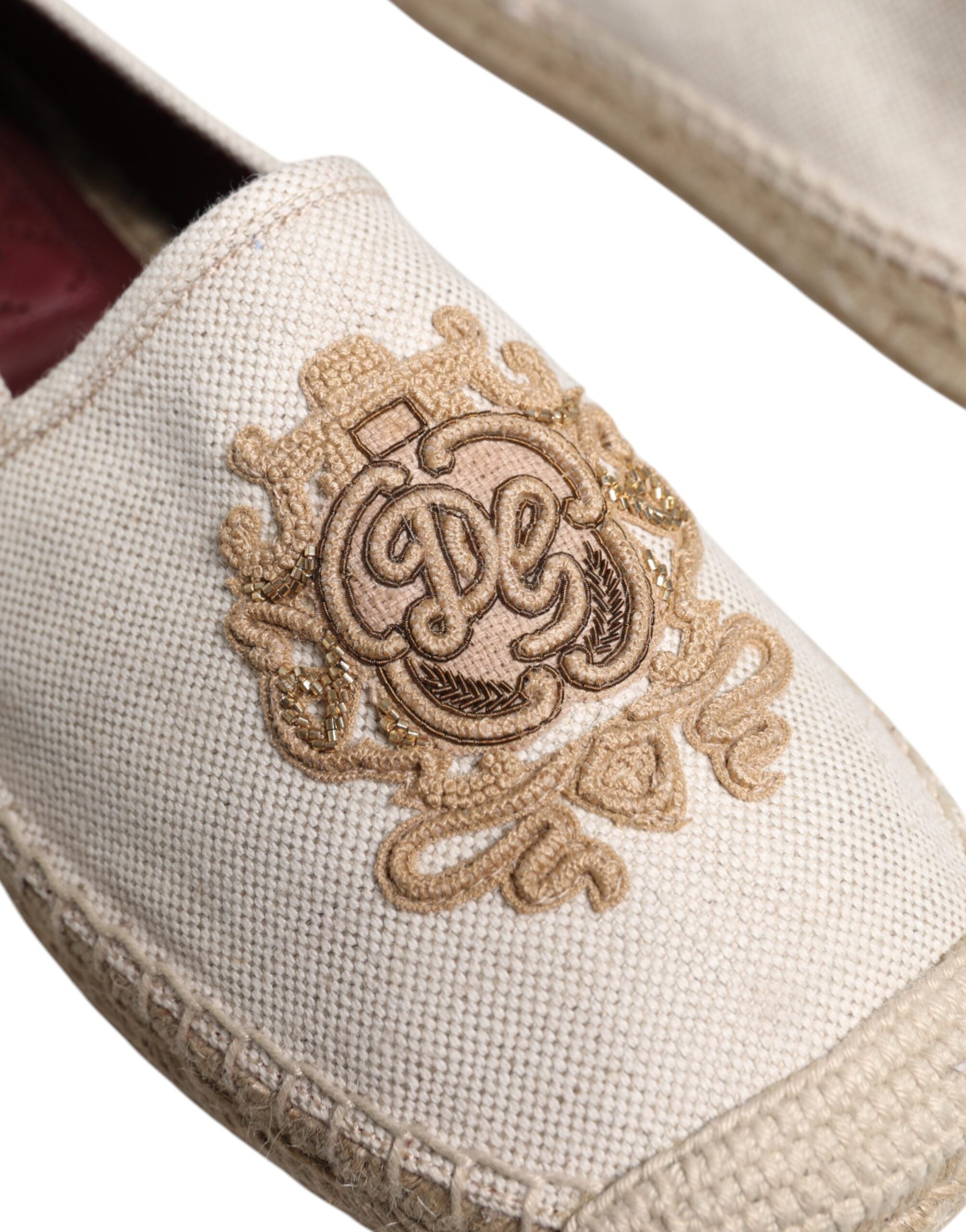 Dolce & Gabbana Beige Canvas Embroidered Slip On Espadrilles Shoes -   -  Dolce & Gabbana.