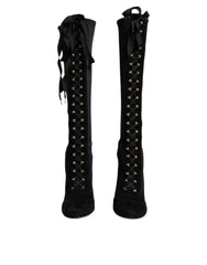Dolce & Gabbana Black Lace Up Heels High Boots Shoes -   -  Dolce & Gabbana.