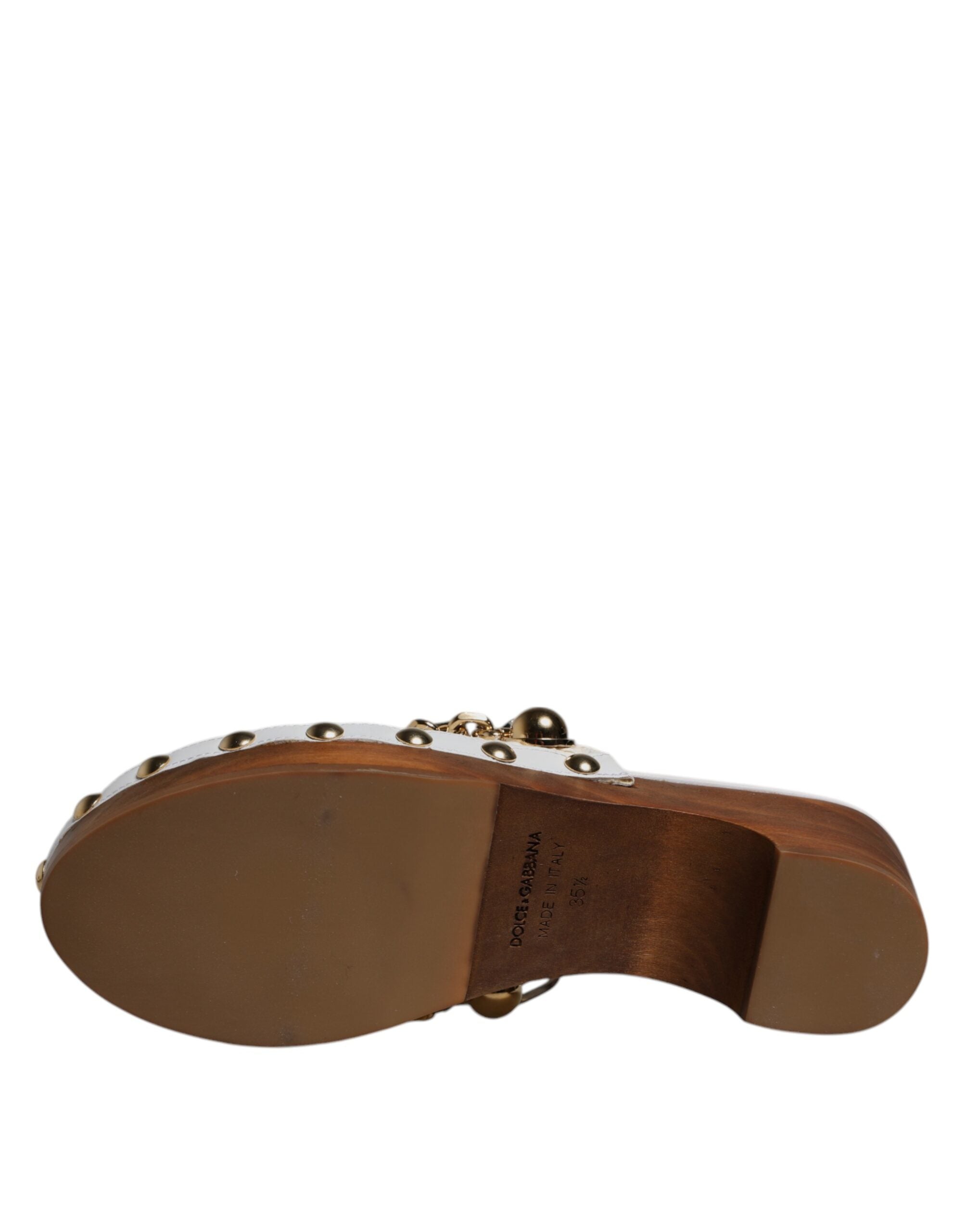 Dolce & Gabbana White Raffia Clogs Bejeweled Chain Sandals Shoes -   -  Dolce & Gabbana.
