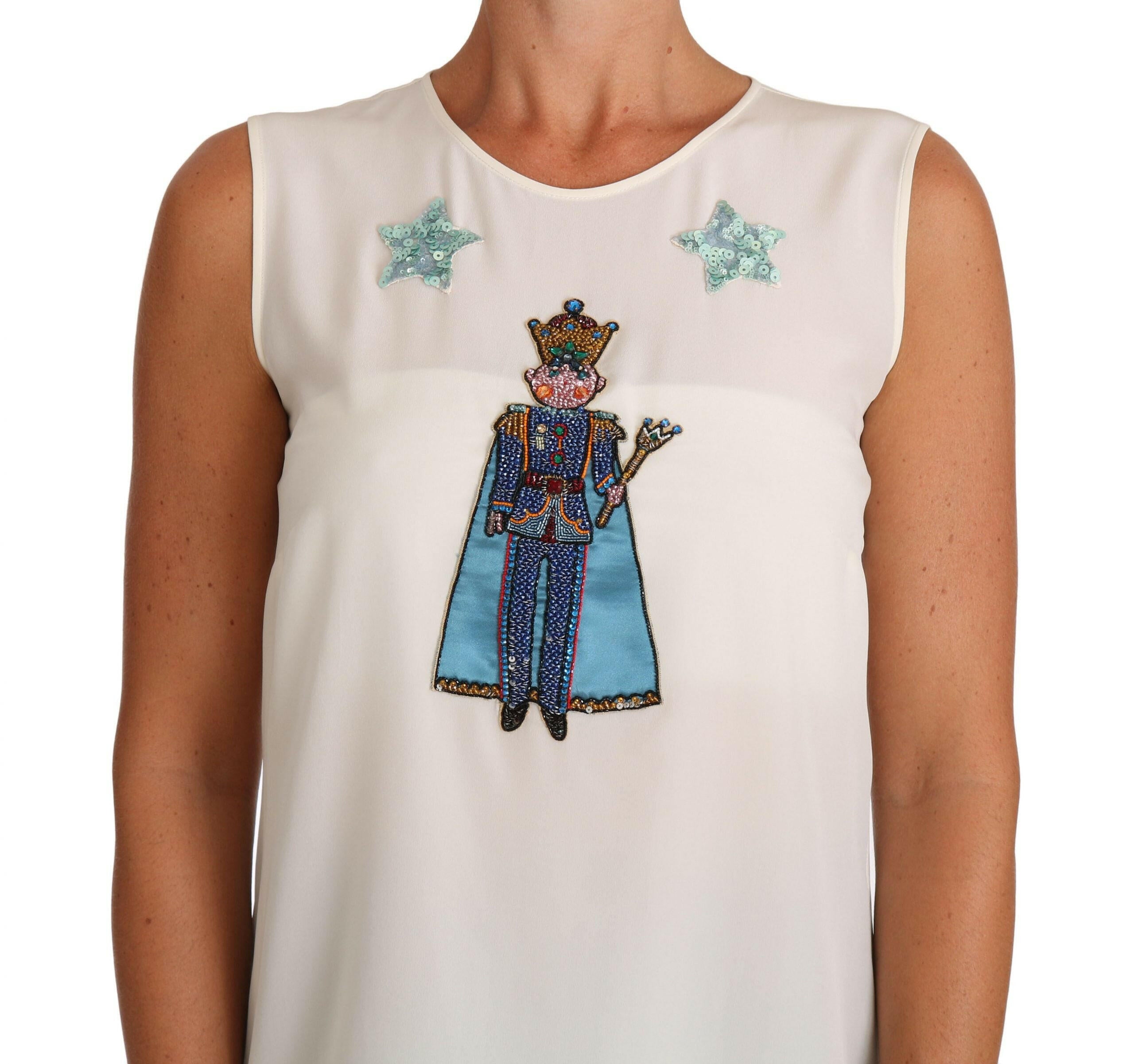 Dolce & Gabbana White Silk Crystal Sequined Fairy T-shirt -   -  Dolce & Gabbana.