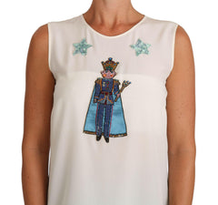 Dolce & Gabbana White Silk Crystal Sequined Fairy T-shirt -   -  Dolce & Gabbana.