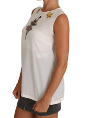 Dolce & Gabbana White Silk Embellished Crystal Sequin Fairy Top -   -  Dolce & Gabbana.