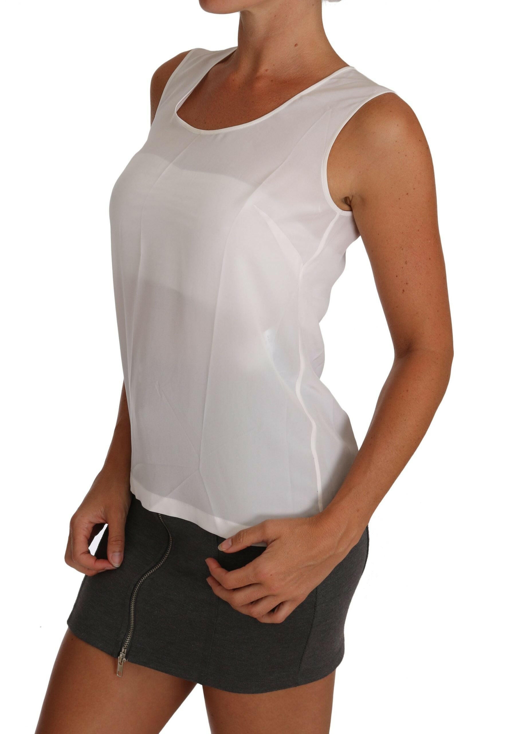 Dolce & Gabbana White Silk A-line Sleeveless Blouse T-Shirt Top -   -  Dolce & Gabbana.