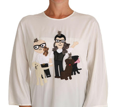Dolce & Gabbana White Silk #dgfamily Blouse T-shirt -   -  Dolce & Gabbana.
