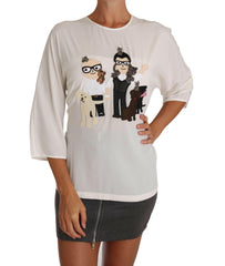 Dolce & Gabbana White Silk #dgfamily Blouse T-shirt -   -  Dolce & Gabbana.