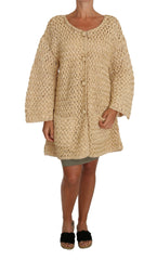 Dolce & Gabbana Beige Cardigan Crochet Knitted Raffia Sweater -   -  Dolce & Gabbana.