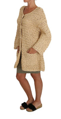 Dolce & Gabbana Beige Cardigan Crochet Knitted Raffia Sweater -   -  Dolce & Gabbana.