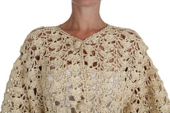 Dolce & Gabbana Beige Cardigan Crochet Knitted Raffia Sweater -   -  Dolce & Gabbana.