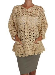 Dolce & Gabbana Beige Cardigan Crochet Knitted Raffia Sweater -   -  Dolce & Gabbana.