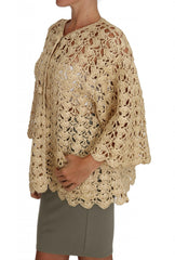 Dolce & Gabbana Beige Cardigan Crochet Knitted Raffia Sweater -   -  Dolce & Gabbana.