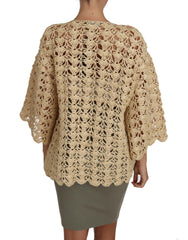 Dolce & Gabbana Beige Cardigan Crochet Knitted Raffia Sweater -   -  Dolce & Gabbana.