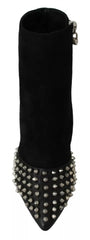 Philipp Plein Black Suede Studded Heels Ankle Boots Shoes -   -  Philipp Plein.