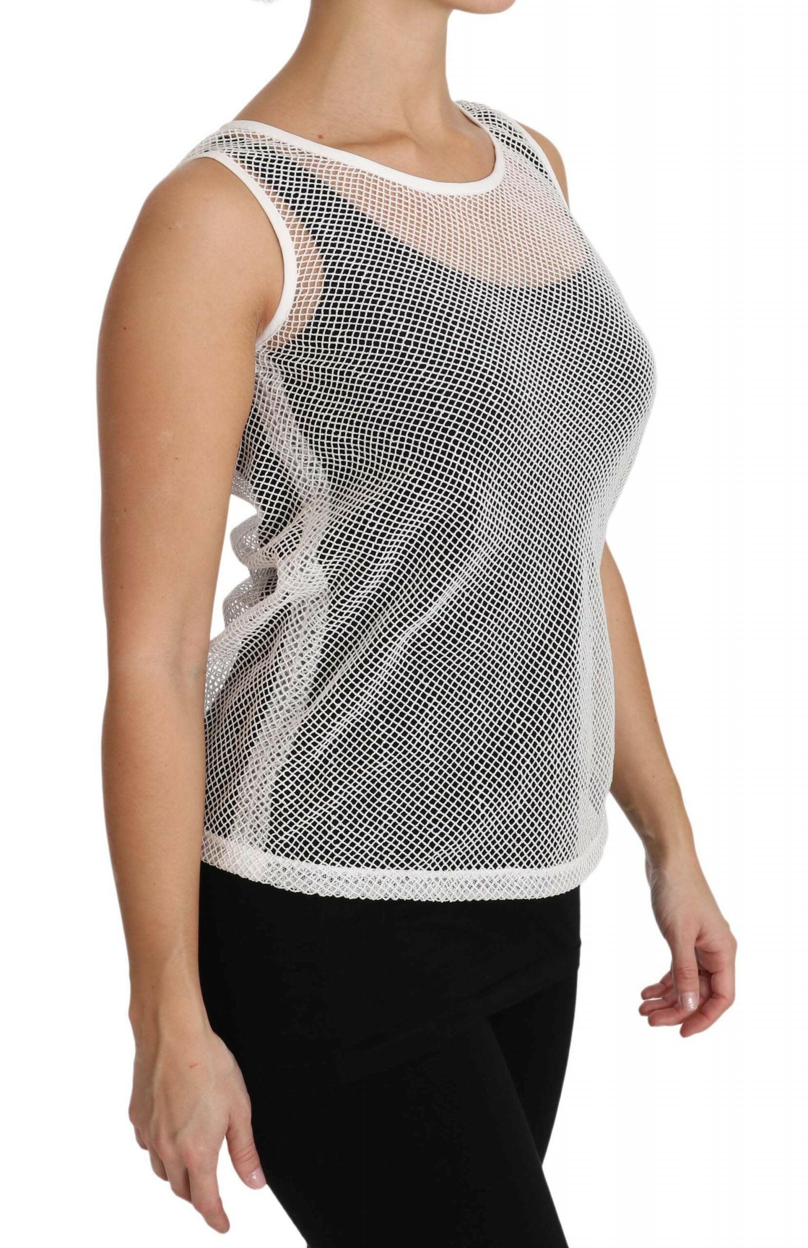 Dolce & Gabbana White Net  Transparent Sleeveless Tank Top -   -  Dolce & Gabbana.