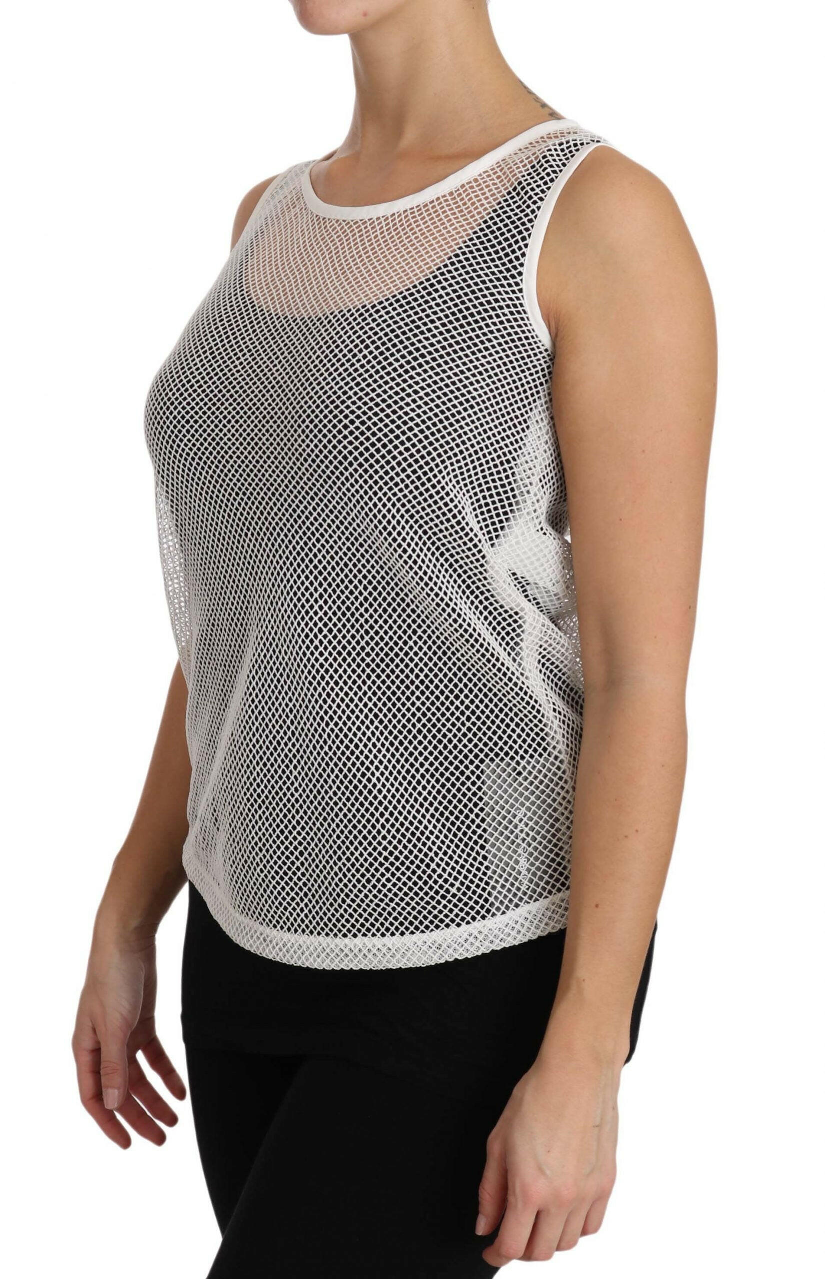 Dolce & Gabbana White Net  Transparent Sleeveless Tank Top -   -  Dolce & Gabbana.