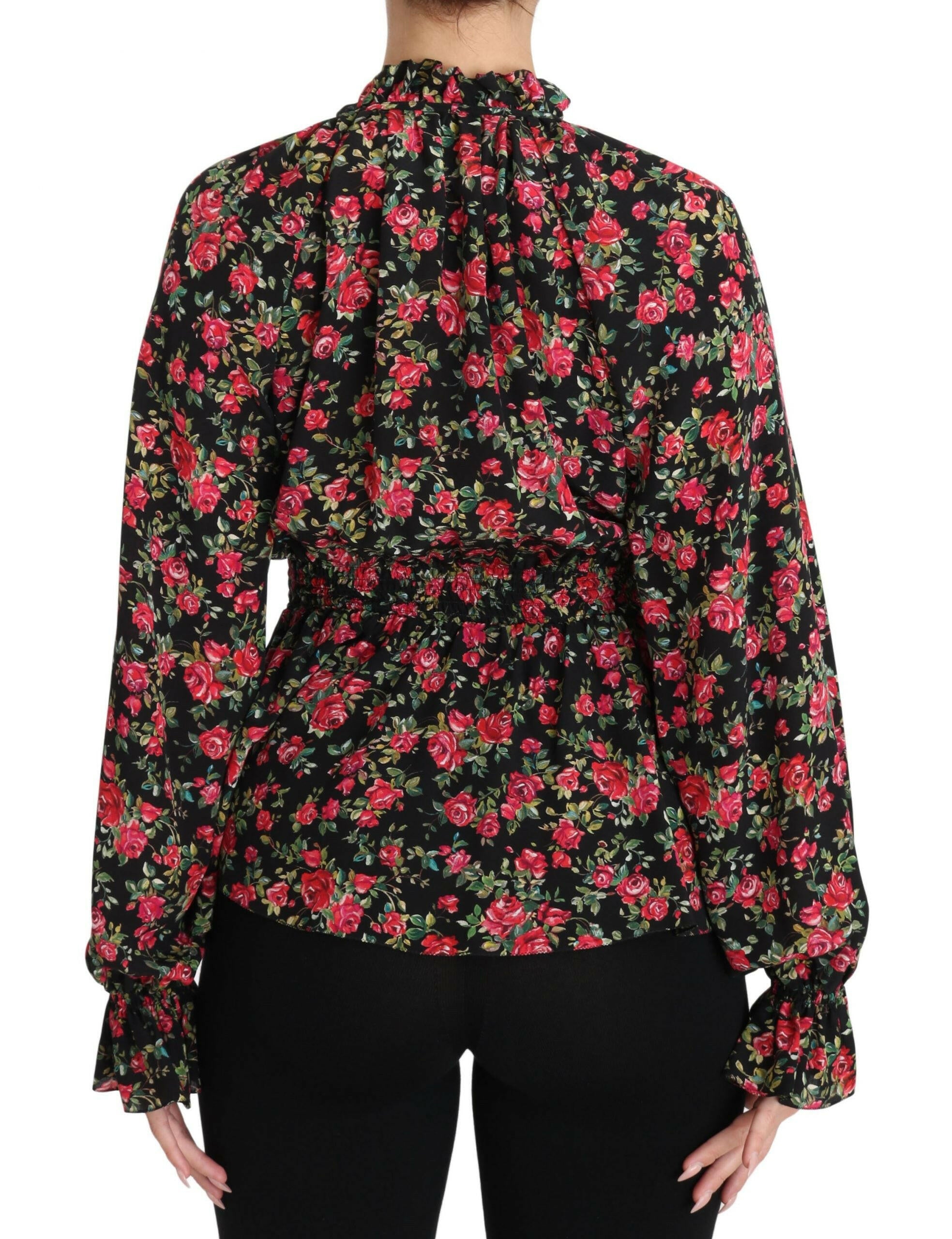 Dolce & Gabbana Black Rose Print Floral Shirt Top Blouse -   -  Dolce & Gabbana.