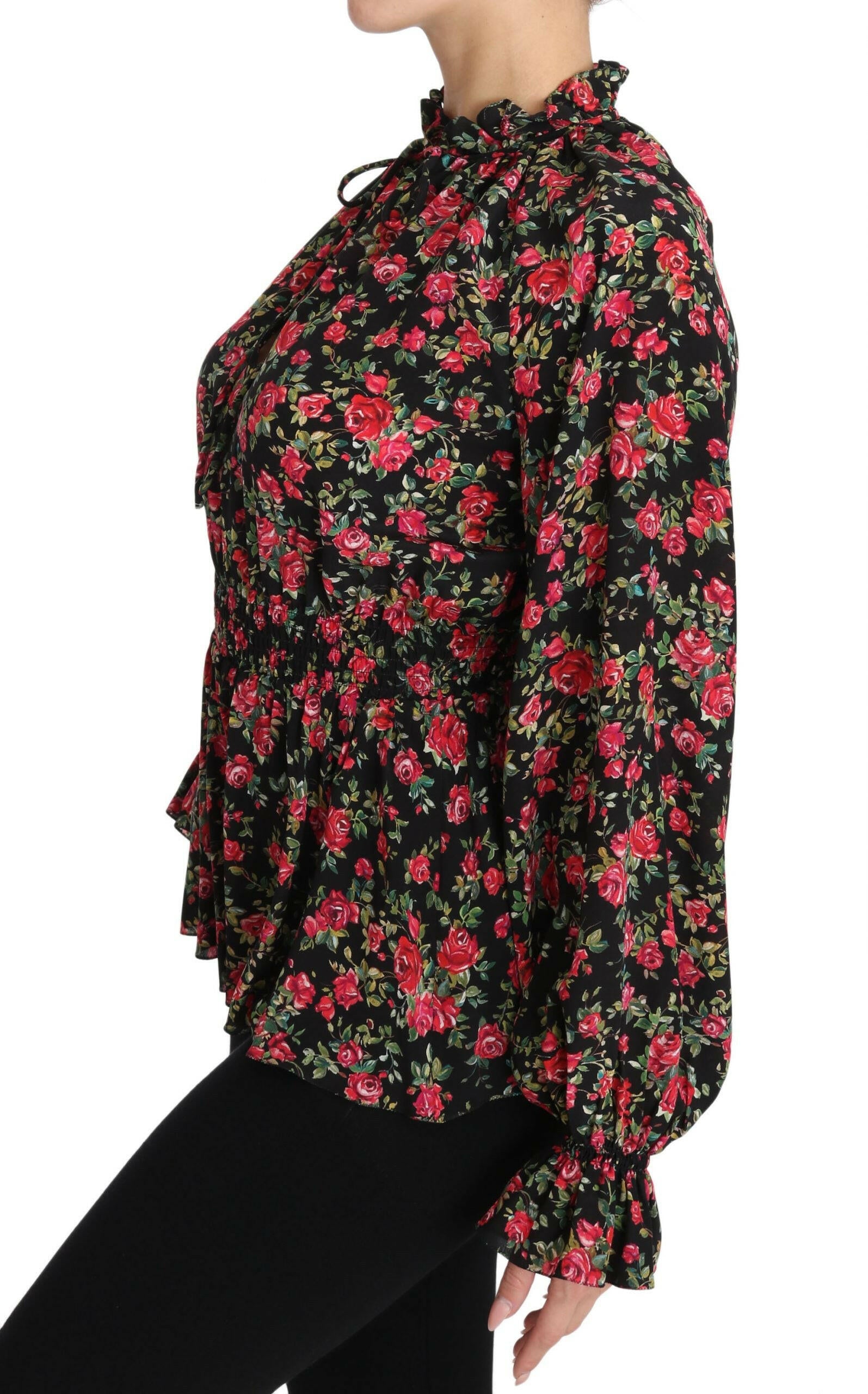 Dolce & Gabbana Black Rose Print Floral Shirt Top Blouse -   -  Dolce & Gabbana.