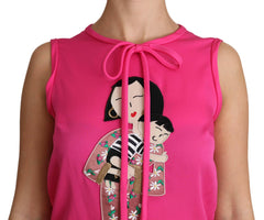 Dolce & Gabbana Pink Family Silk Tank  Mama Blouse Top Shirt -   -  Dolce & Gabbana.
