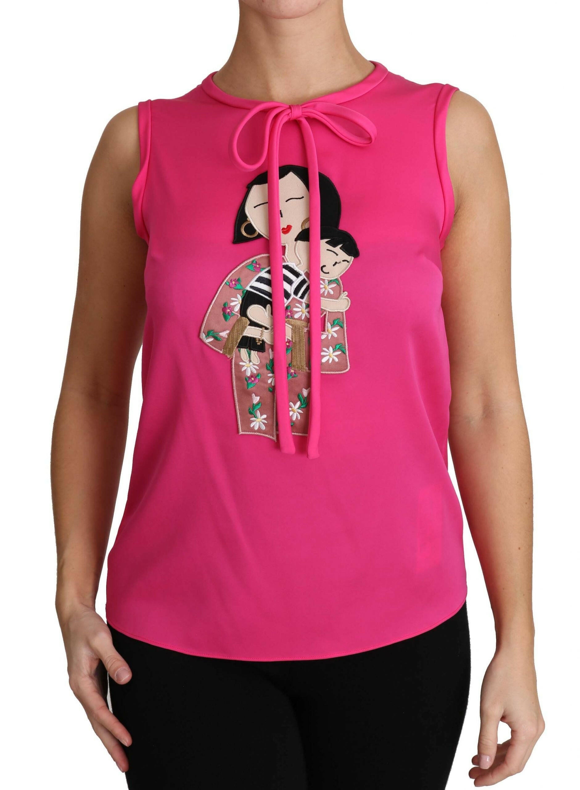 Dolce & Gabbana Pink Family Silk Tank  Mama Blouse Top Shirt -   -  Dolce & Gabbana.