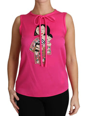 Dolce & Gabbana Pink Family Silk Tank  Mama Blouse Top Shirt -   -  Dolce & Gabbana.