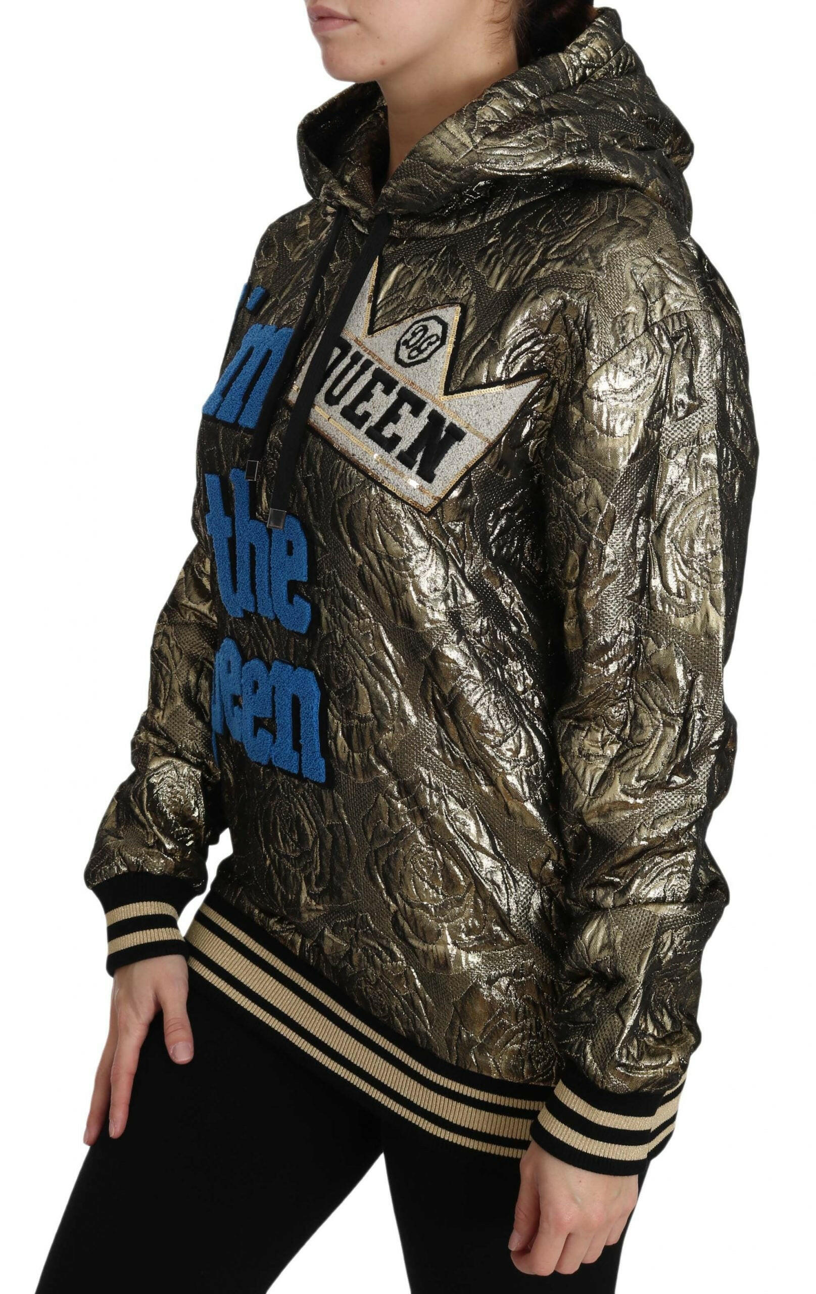 Dolce & Gabbana Im The Queen Jaquard Gold Sweatshirt  Hoodie -   -  Dolce & Gabbana.