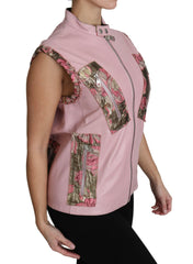 Dolce & Gabbana Pink Zippered Lamb Sleeveless Vest Leather Jacket -   -  Dolce & Gabbana.