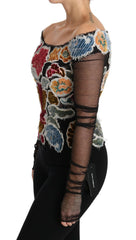 Dolce & Gabbana Black Floral Ricamo Top T-shirt Blouse -   -  Dolce & Gabbana.