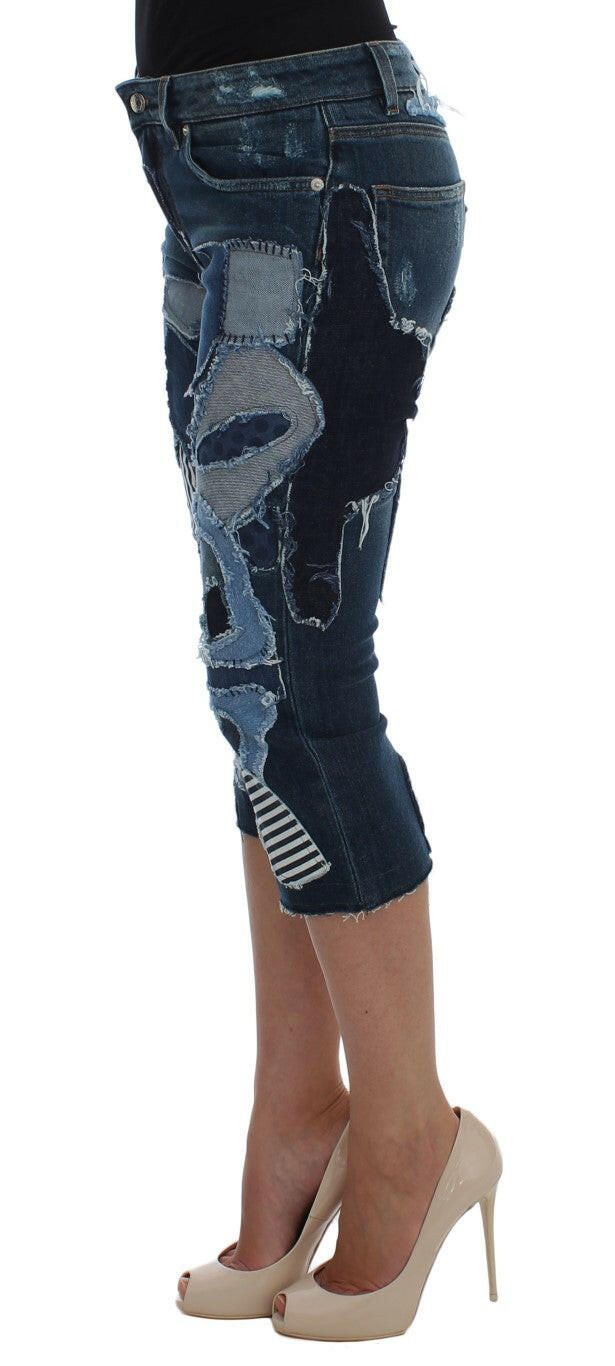 Dolce & Gabbana Stretch Blue Patchwork Jeans Shorts -   -  Dolce & Gabbana.