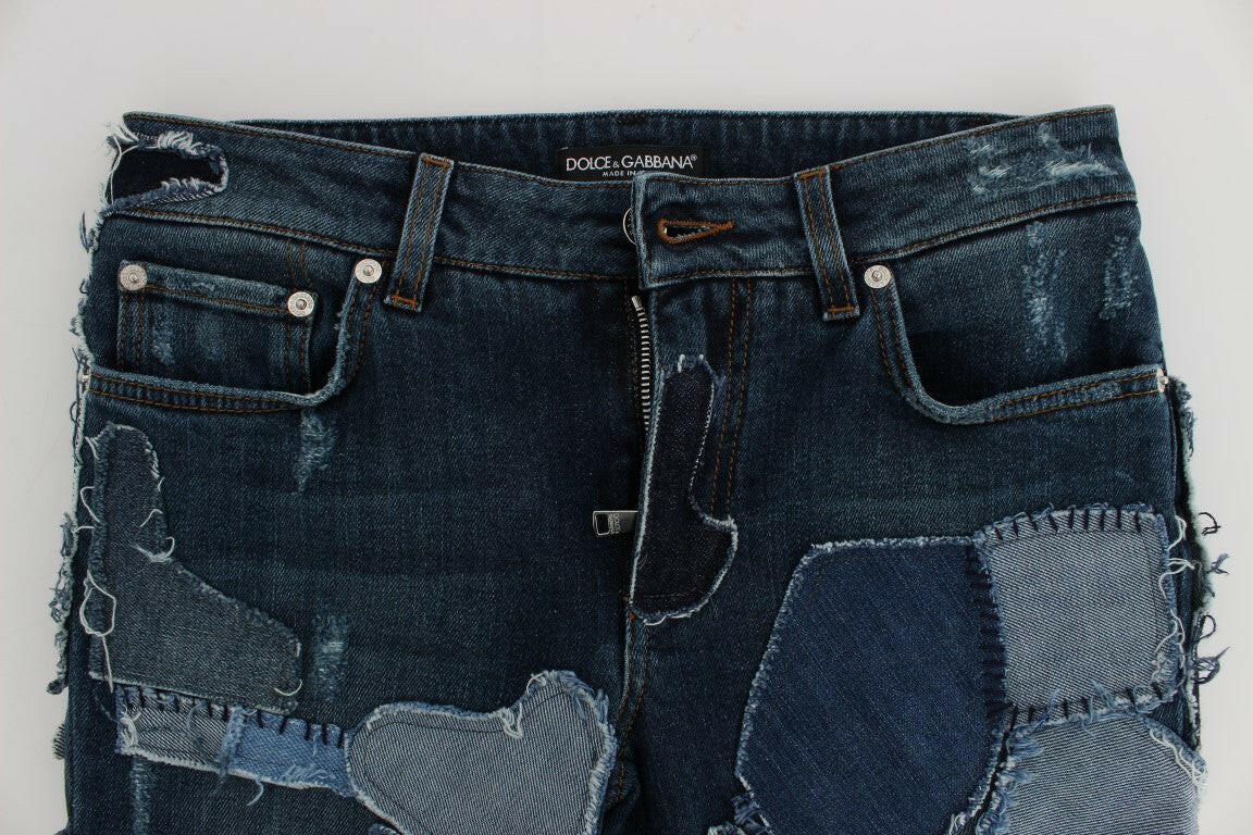 Dolce & Gabbana Stretch Blue Patchwork Jeans Shorts -   -  Dolce & Gabbana.