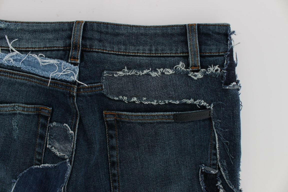 Dolce & Gabbana Stretch Blue Patchwork Jeans Shorts -   -  Dolce & Gabbana.