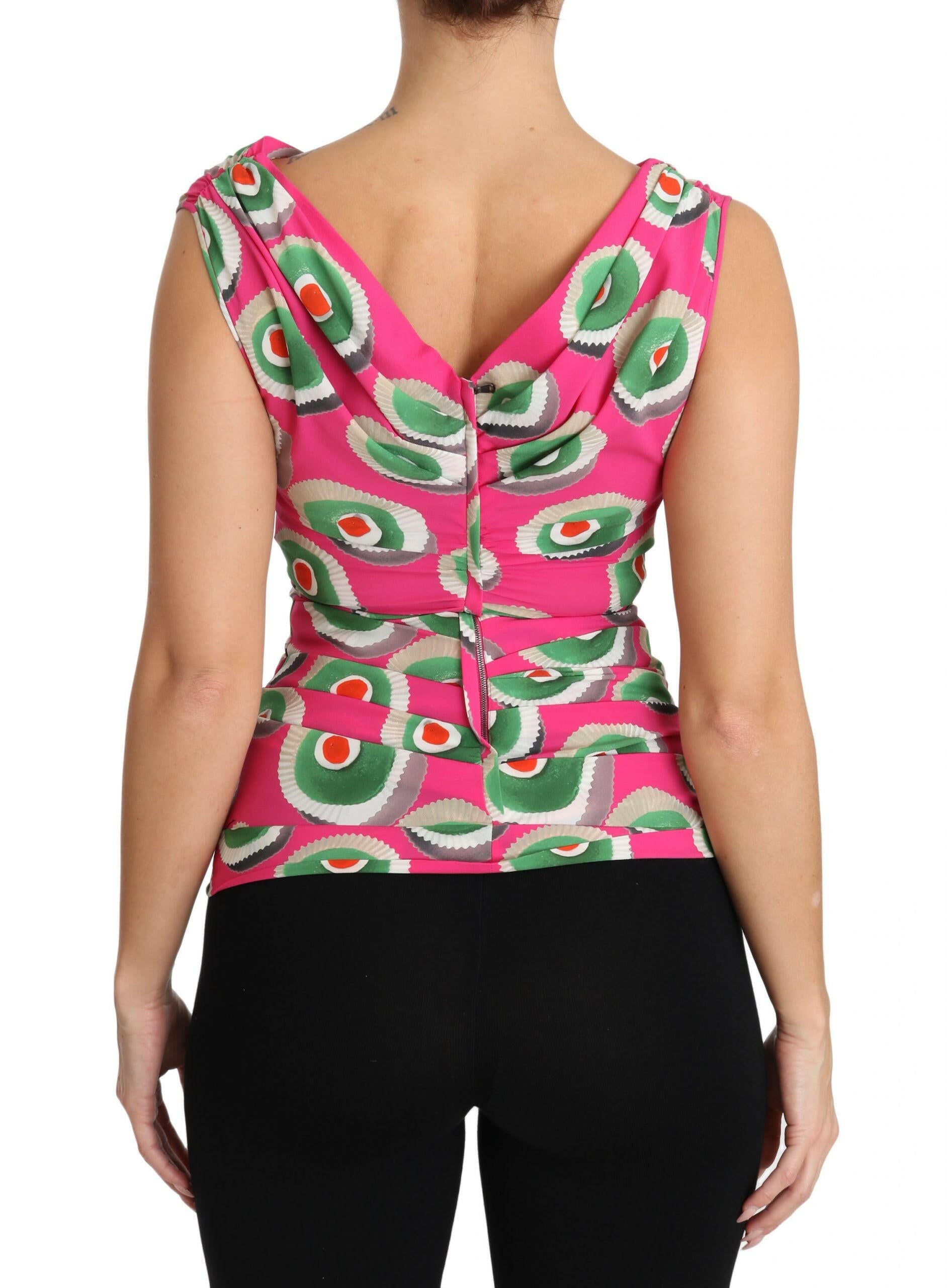 Dolce & Gabbana Pink Silk Stretch Sicilian Cake Top -   -  Dolce & Gabbana.