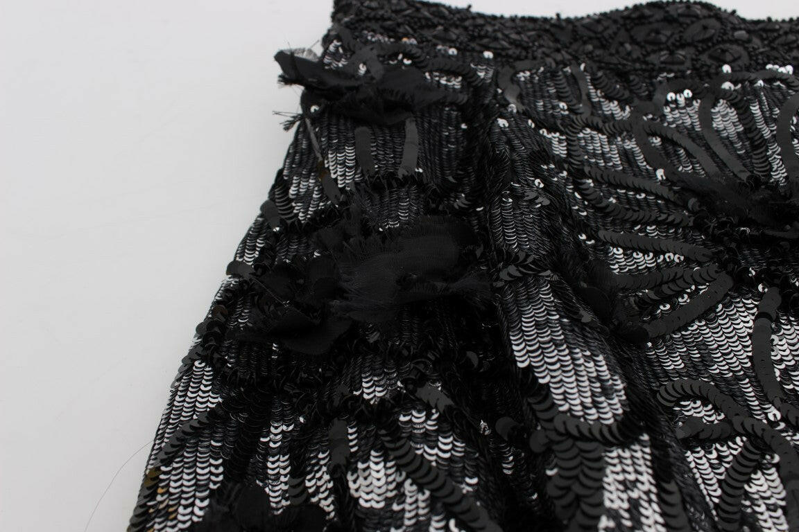 Dolce & Gabbana Black Crystal Sequined Mini Shorts -   -  Dolce & Gabbana.