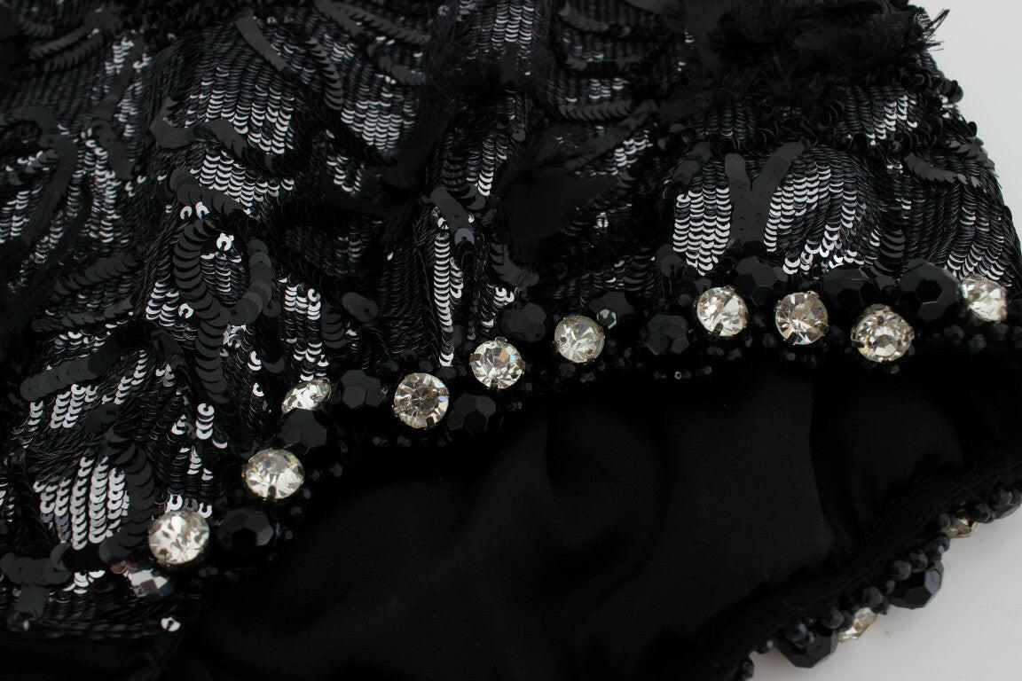 Dolce & Gabbana Black Crystal Sequined Mini Shorts -   -  Dolce & Gabbana.