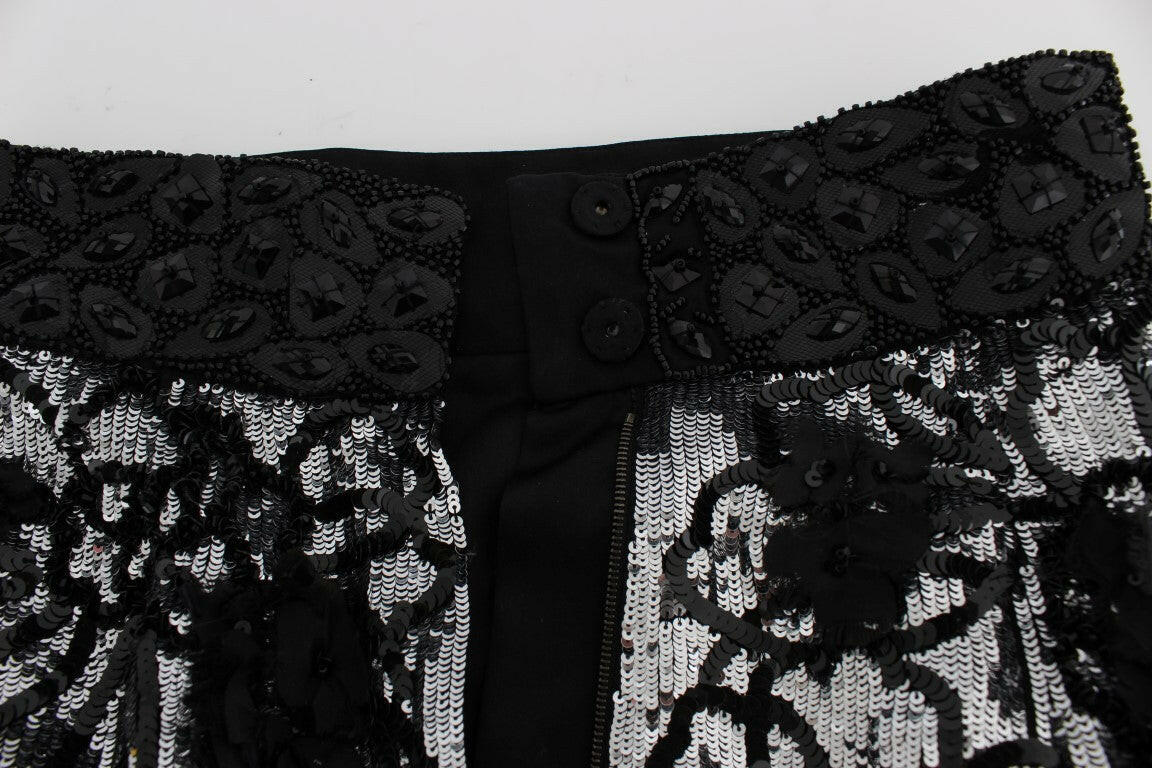 Dolce & Gabbana Black Crystal Sequined Mini Shorts -   -  Dolce & Gabbana.