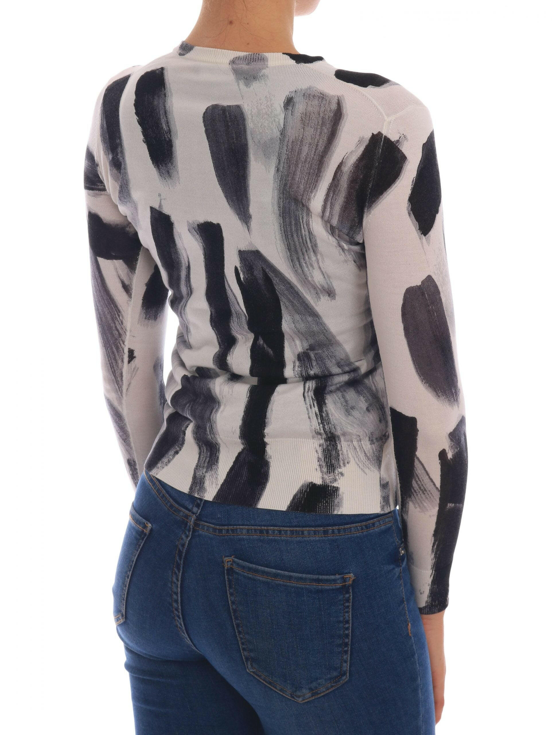 Dolce & Gabbana Cardigan Lightweight Silk Paint Stroke Sweater -   -  Dolce & Gabbana.