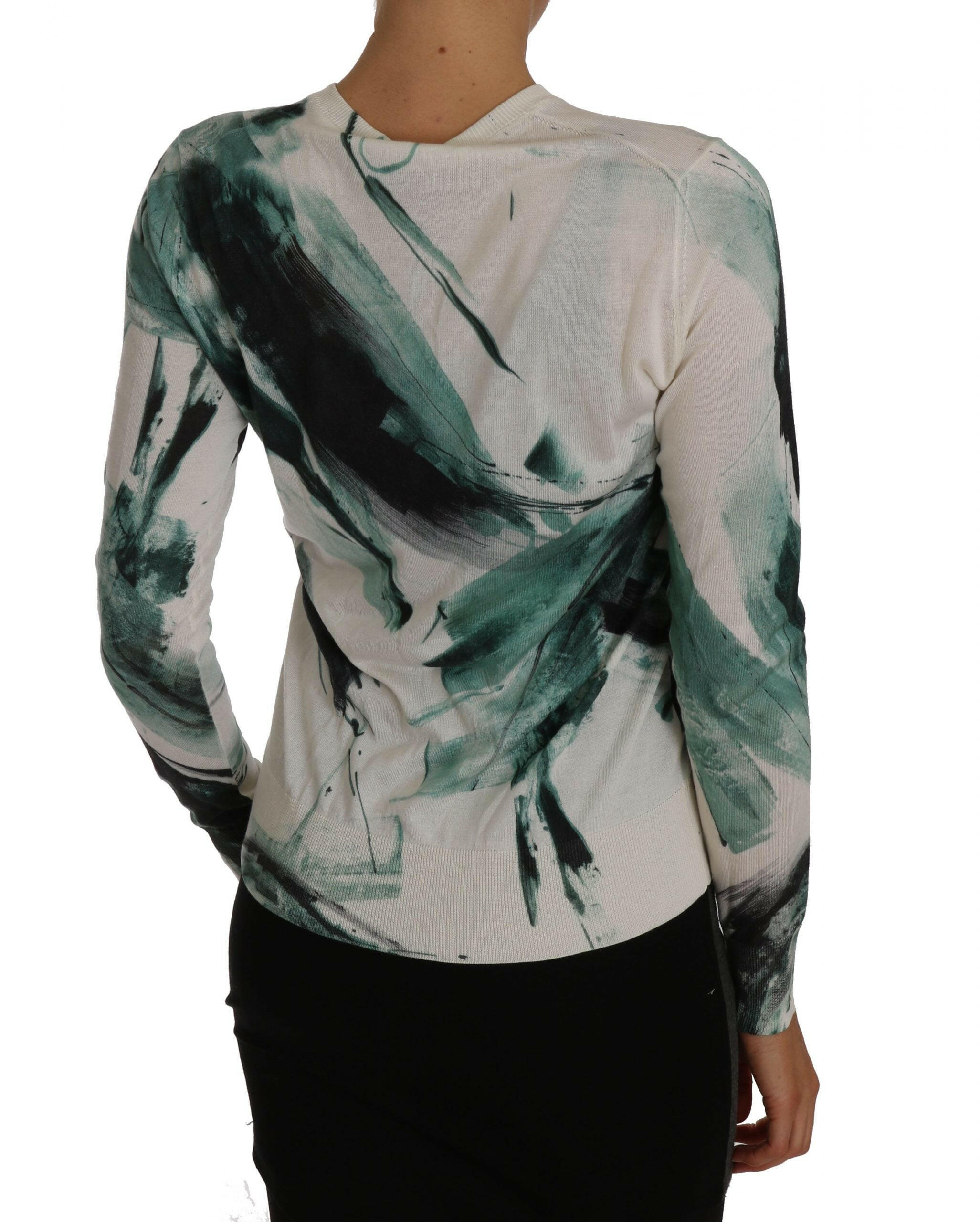 Dolce & Gabbana White Silk Cardigan Lightweight Paint Stroke Sweater -   -  Dolce & Gabbana.
