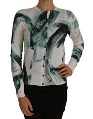 Dolce & Gabbana White Silk Cardigan Lightweight Paint Stroke Sweater -   -  Dolce & Gabbana.