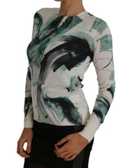 Dolce & Gabbana White Silk Cardigan Lightweight Paint Stroke Sweater -   -  Dolce & Gabbana.