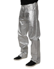 Dolce & Gabbana Metallic Silver Cotton Straight Denim Jeans -   -  Dolce & Gabbana.